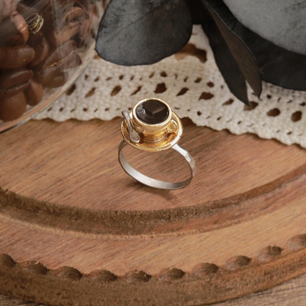 Coffee Cup and Saucer Open Ring