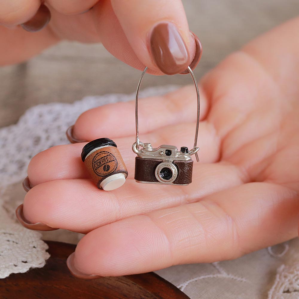 Coffee and Camera Mismatched Earrings