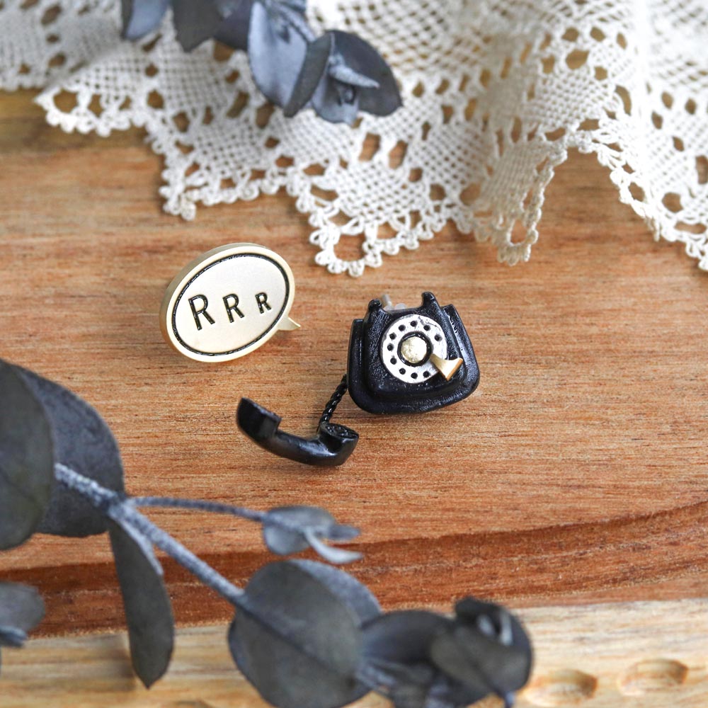 Black Rotary Phone Asymmetrical Earrings