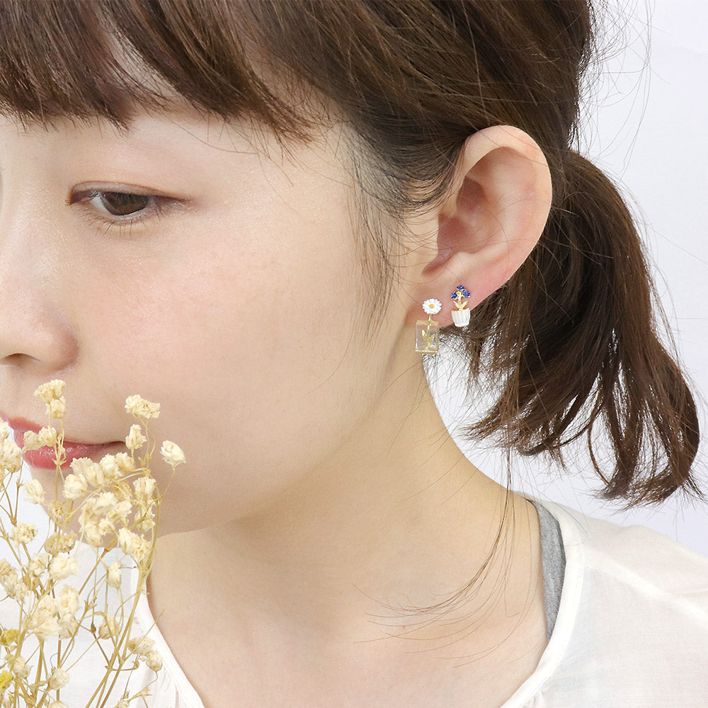 Blooming Flowerpot Mixed Earrings