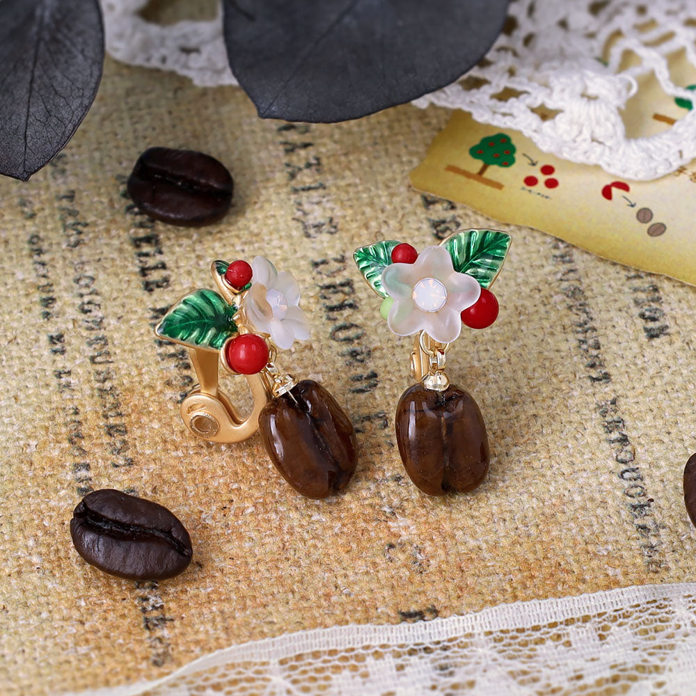 Coffee Bean Clip On Earrings