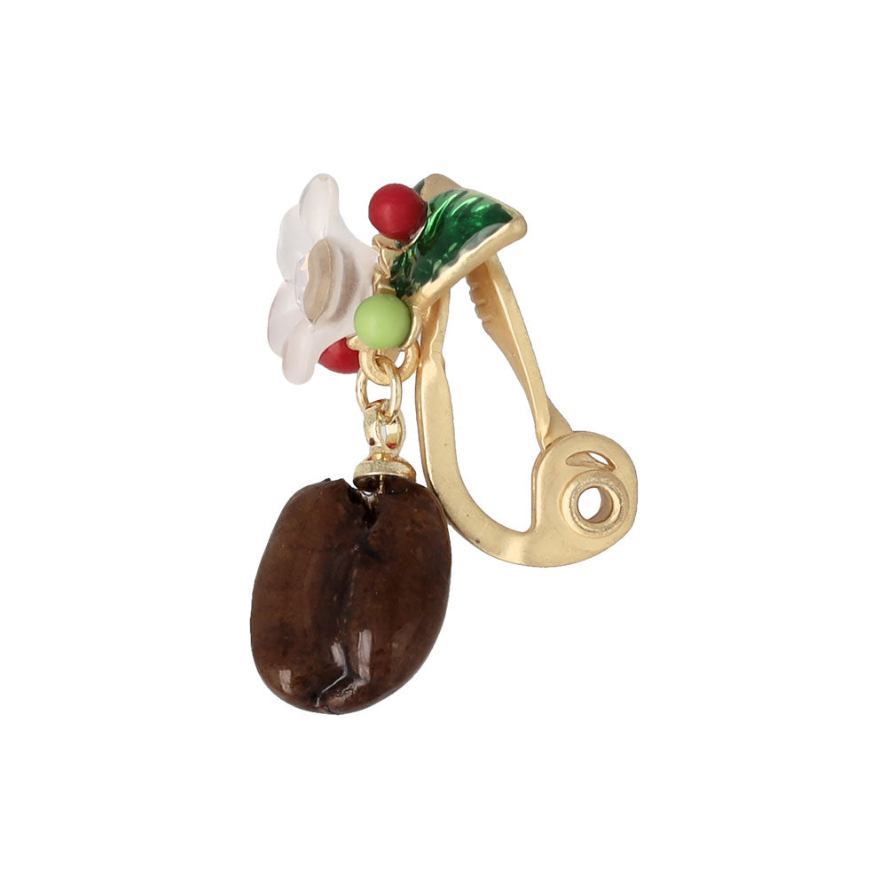 Coffee Bean Clip On Earrings