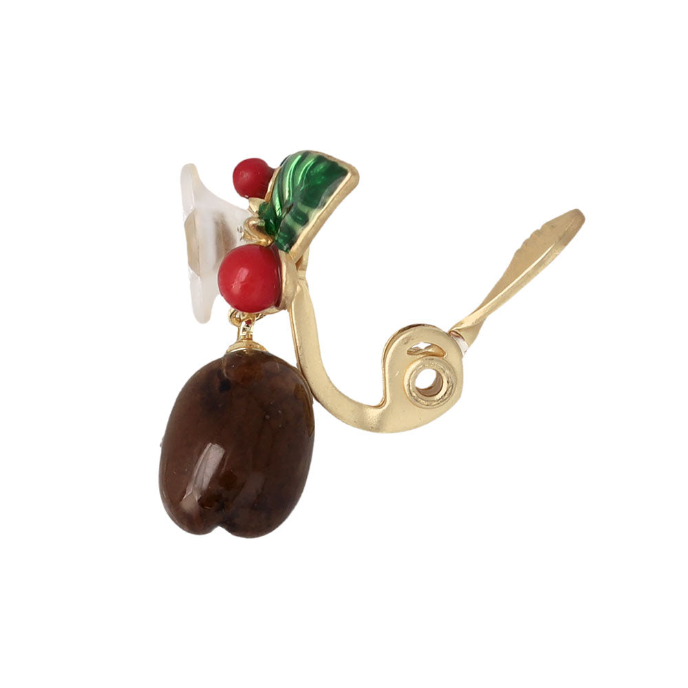 Coffee Bean Clip On Earrings