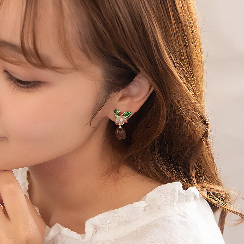 Coffee Bean Clip On Earrings