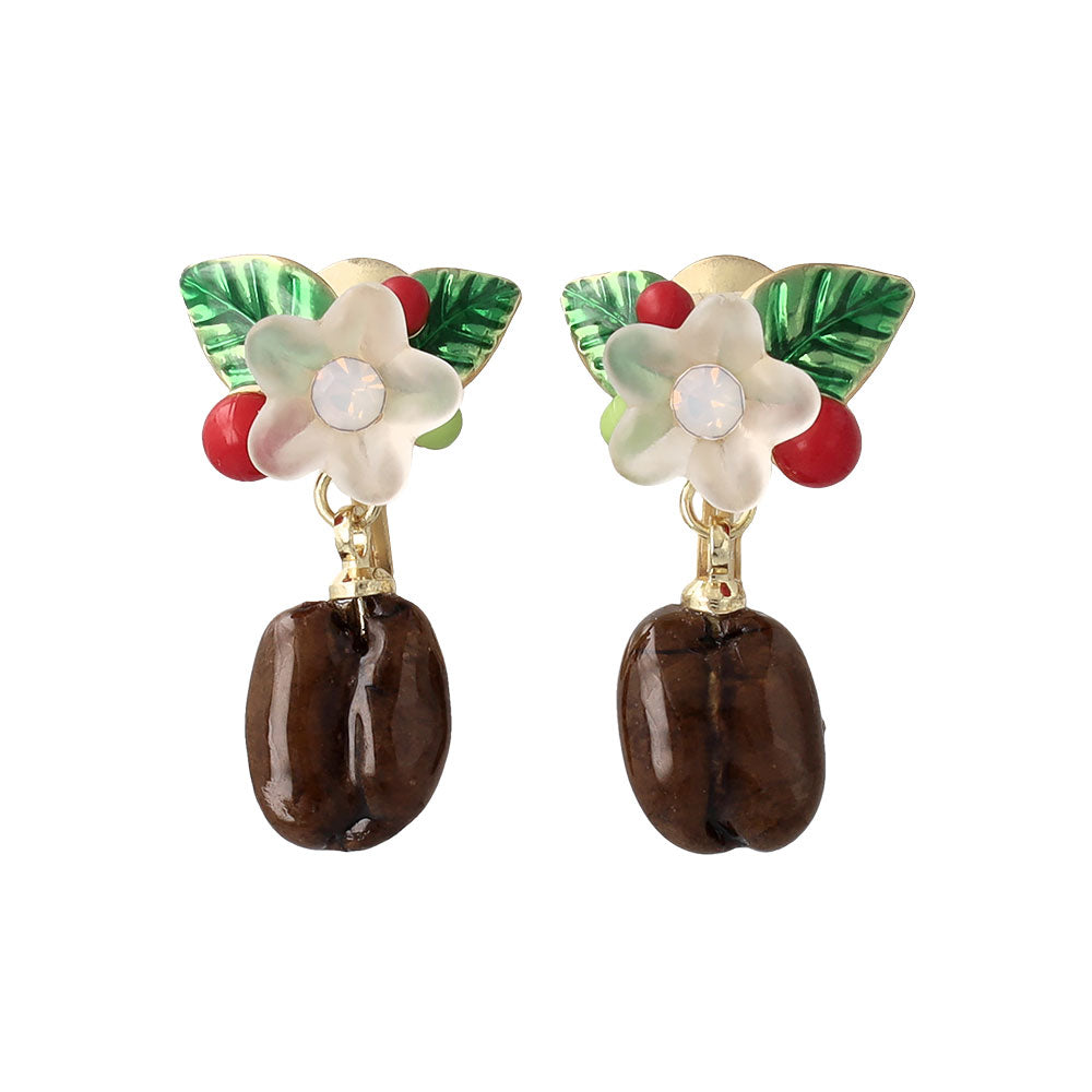 Coffee Bean Clip On Earrings