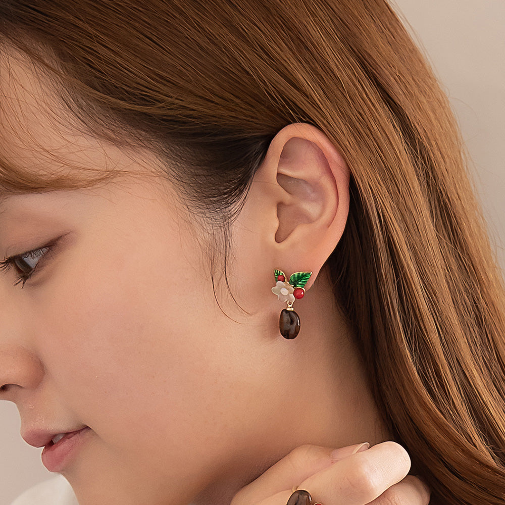 Coffee Bean Drop Earrings
