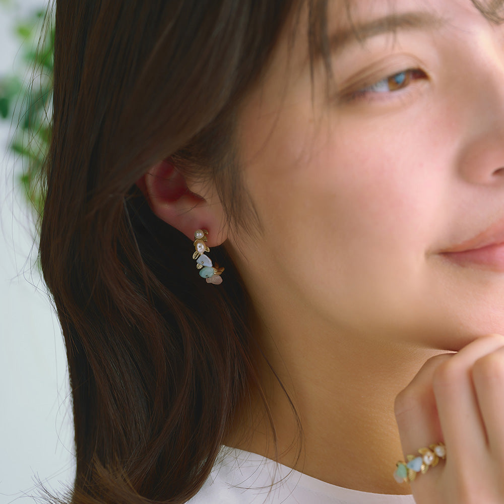 Morning Dew Twig Hoop Earrings - Osewaya