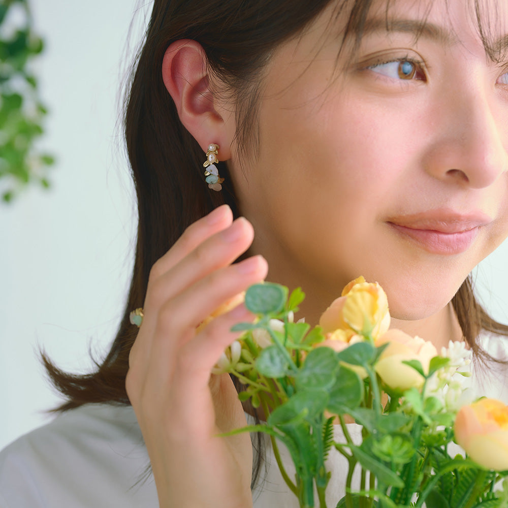 Morning Dew Twig Hoop Earrings - Osewaya