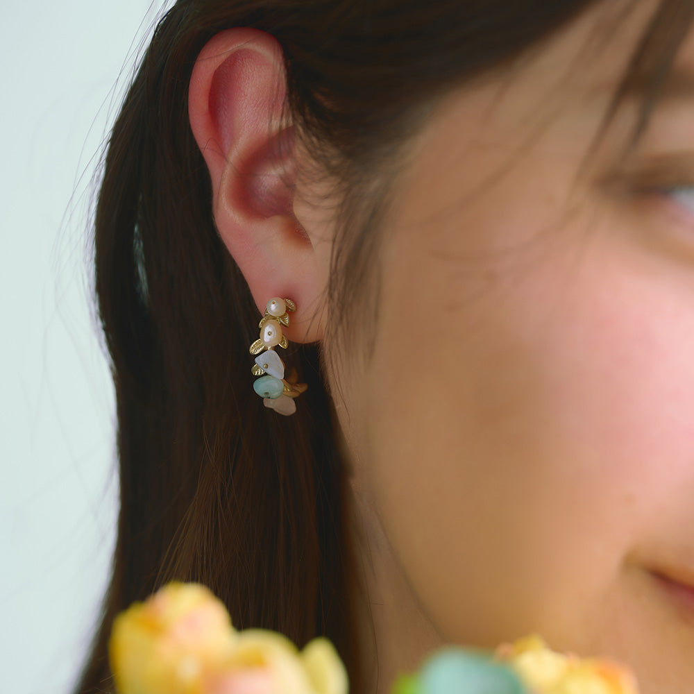 Morning Dew Twig Hoop Earrings - Osewaya