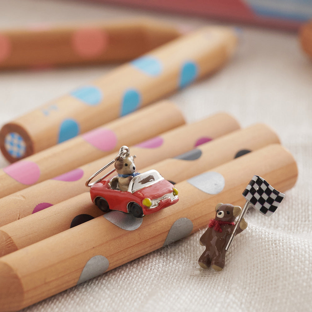 Speedy Little Bear Mismatched Earrings  - osewaya