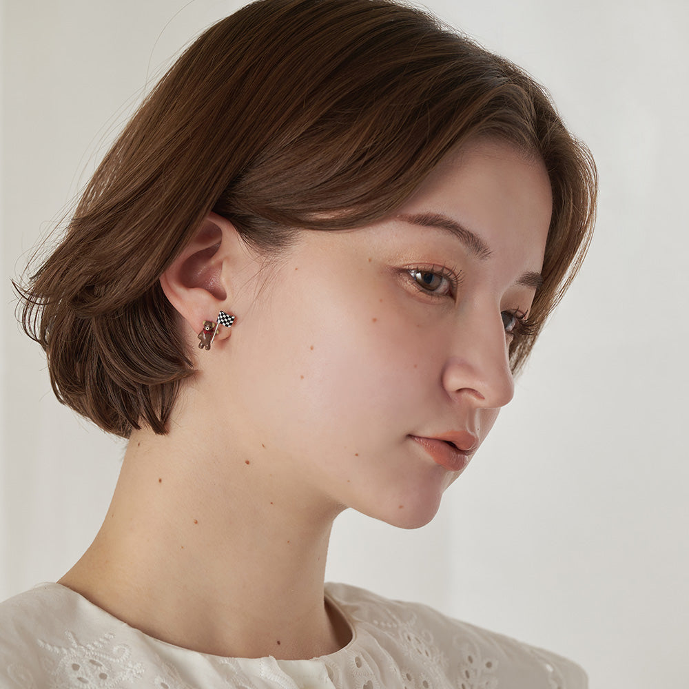 Speedy Little Bear Mismatched Earrings