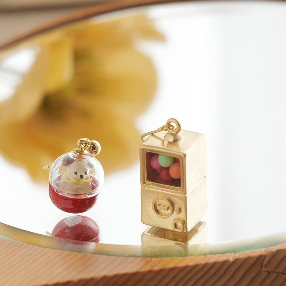 Little Bear Capsule Toy Mismatched Earrings - osewaya