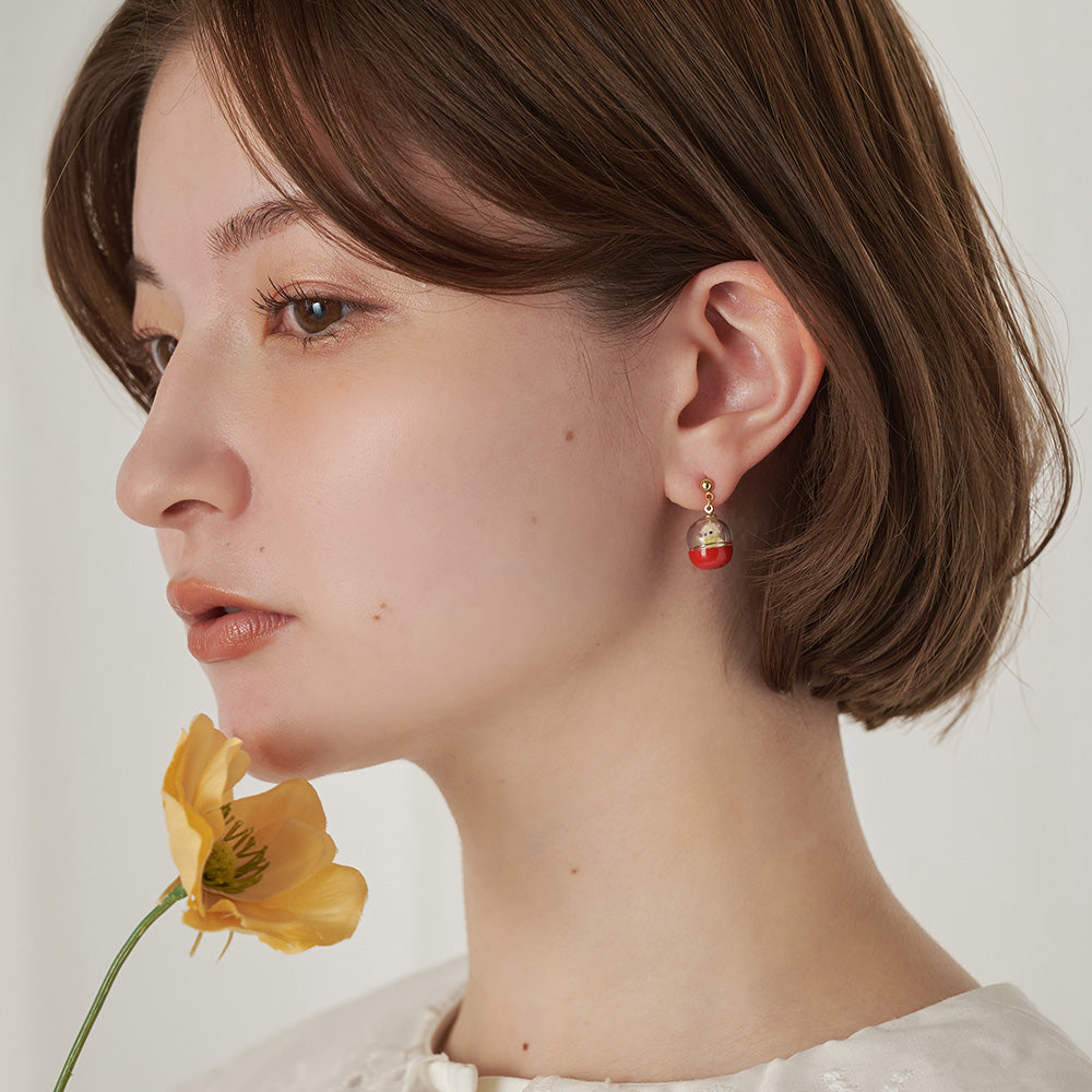 Little Bear Capsule Toy Mismatched Earrings