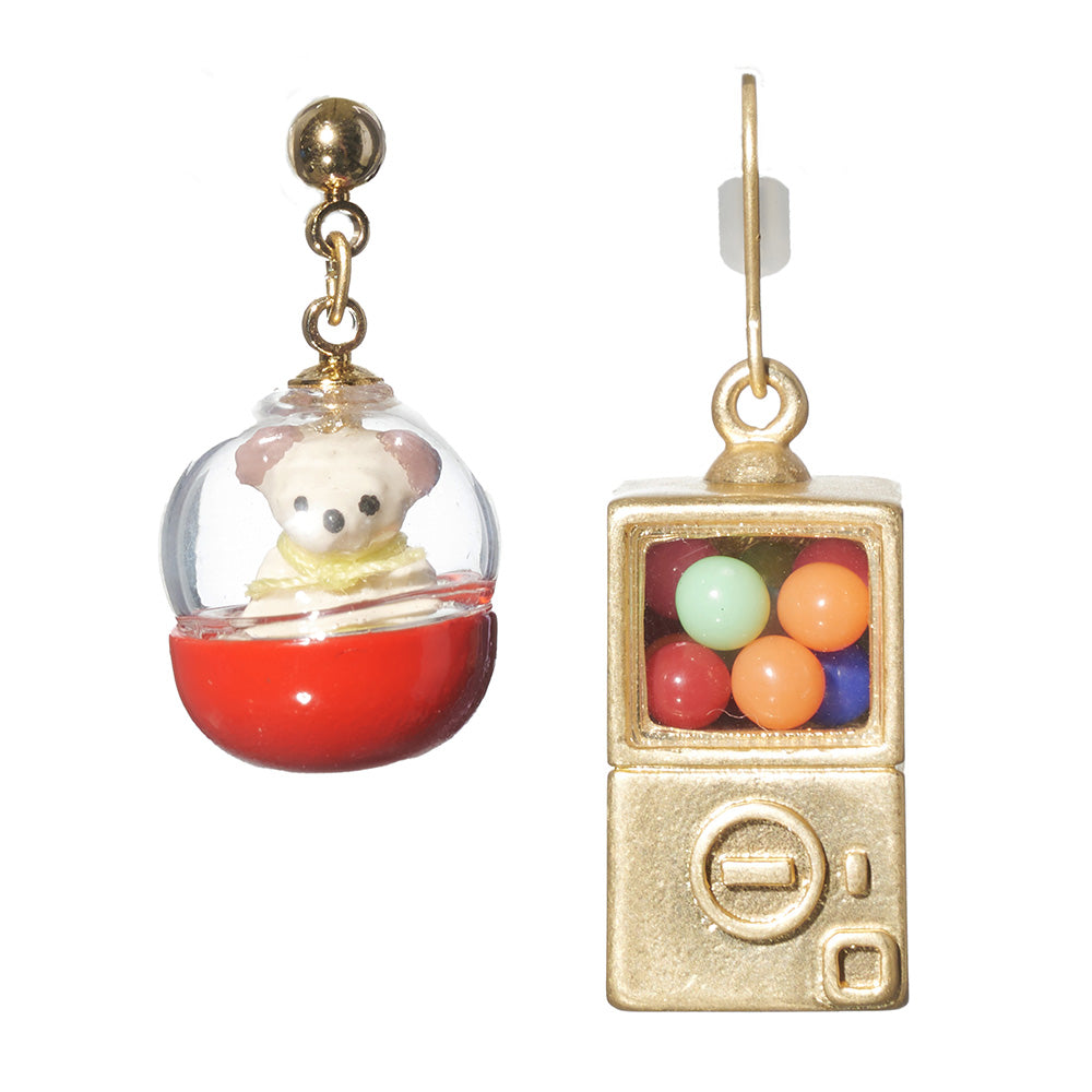 Little Bear Capsule Toy Mismatched Earrings