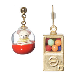 Little Bear Capsule Toy Mismatched Earrings