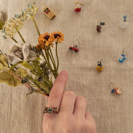 Little Bear Capsule Toy Mismatched Earrings