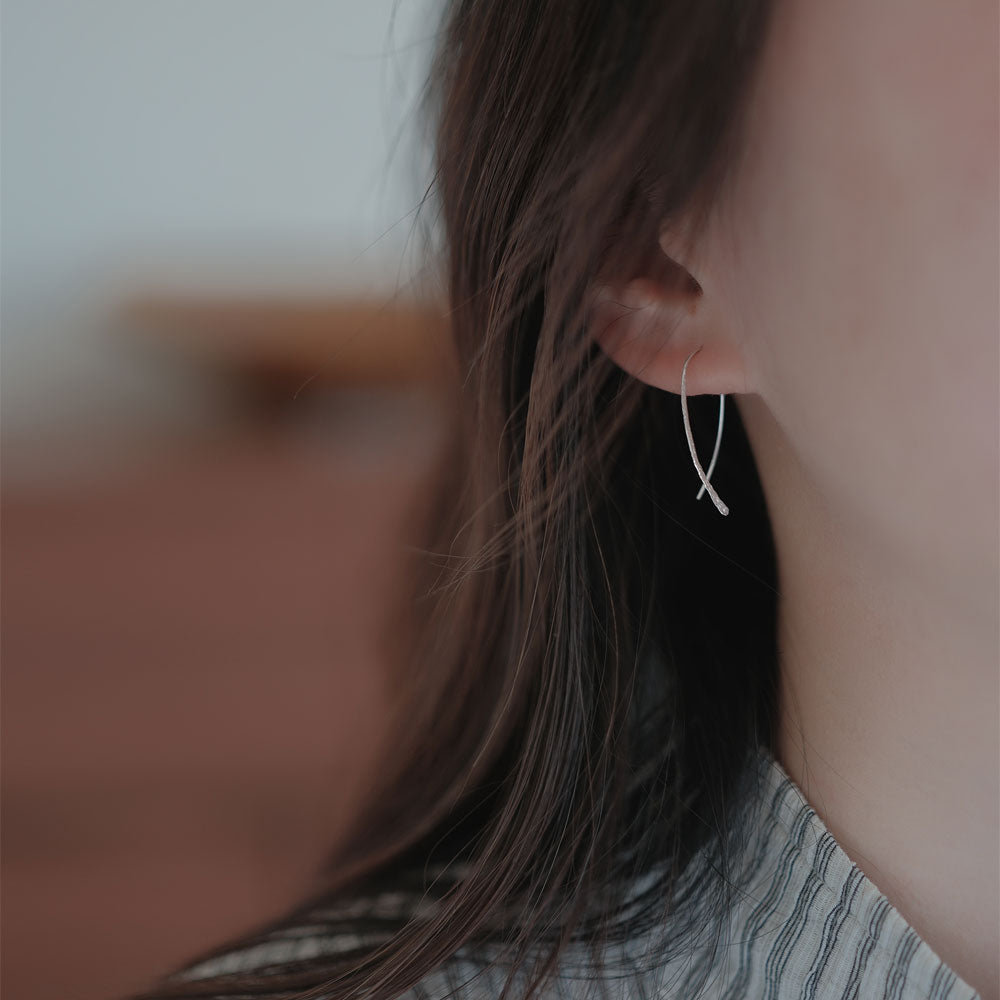 925 Silver Textured Threader Earrings