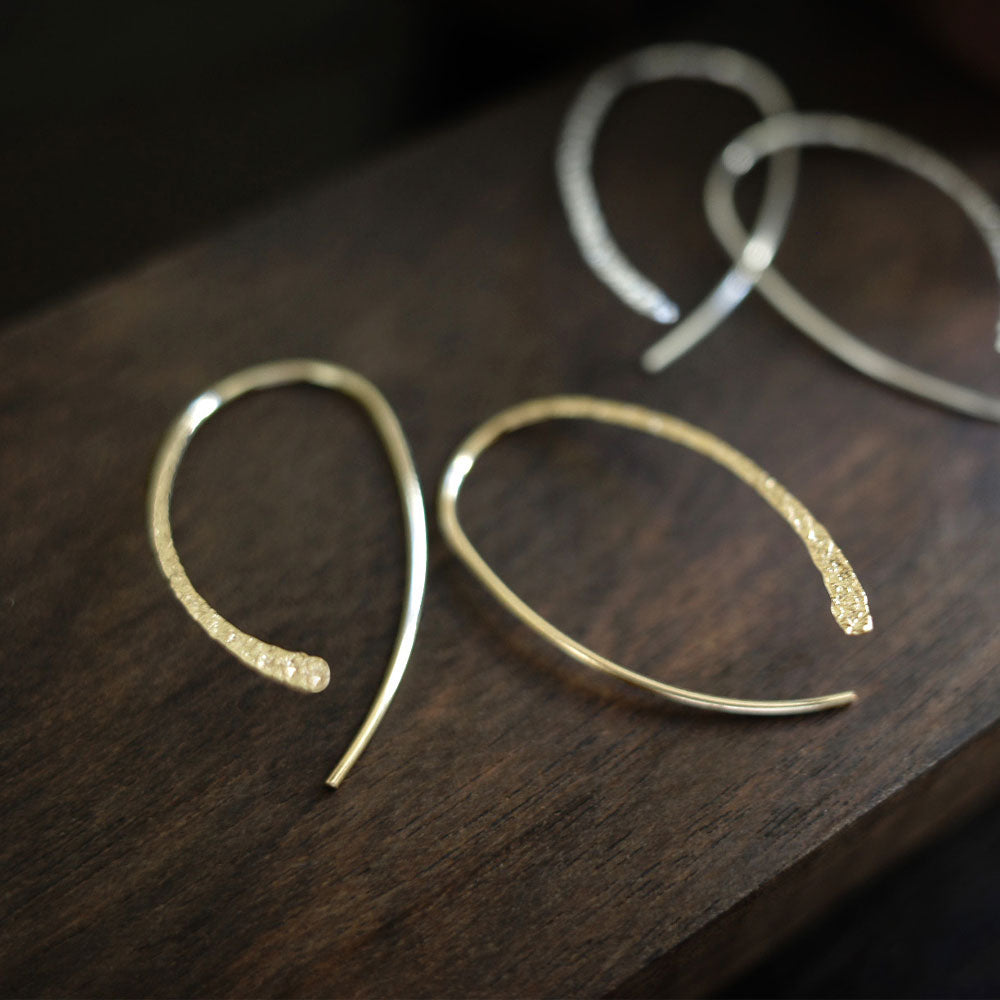 14K Gold Filled Textured Threader Earrings