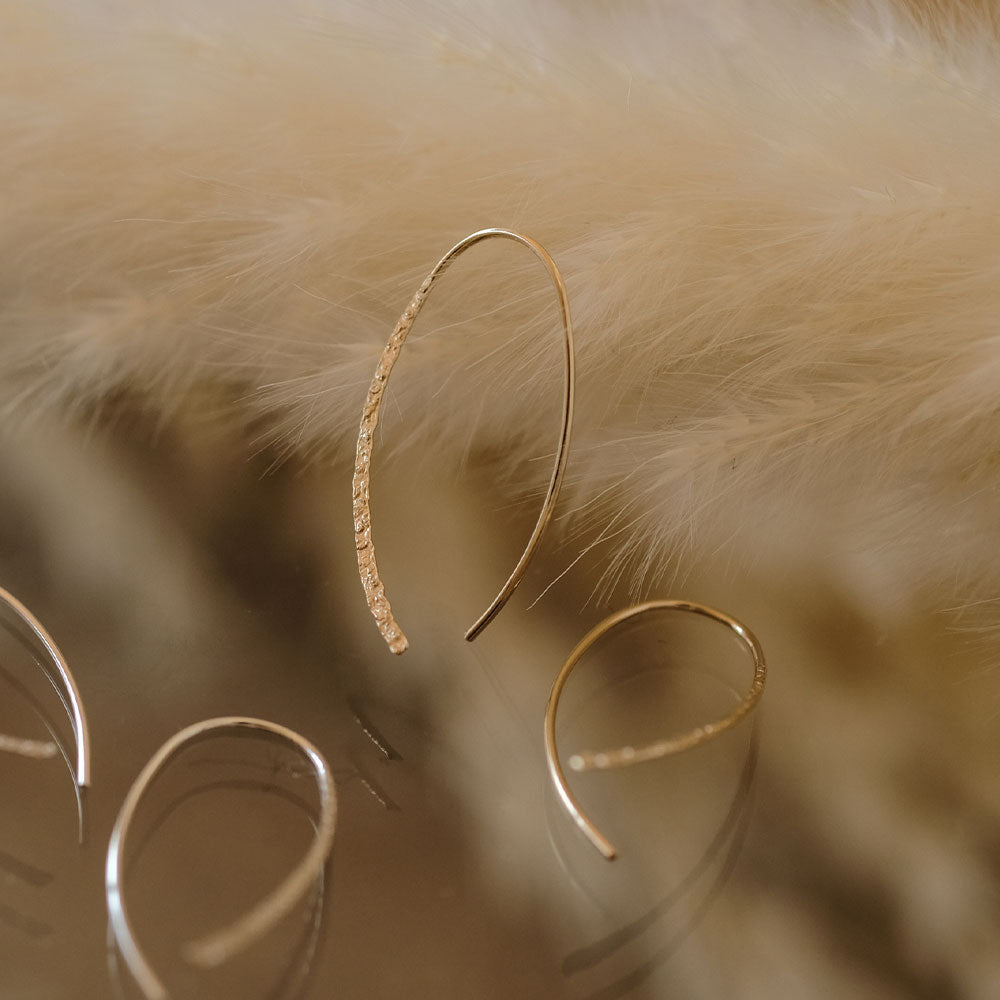 14K Gold Filled Textured Threader Earrings