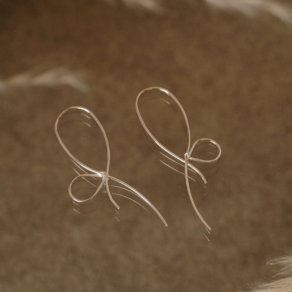 925 Silver Bow Threader Earrings