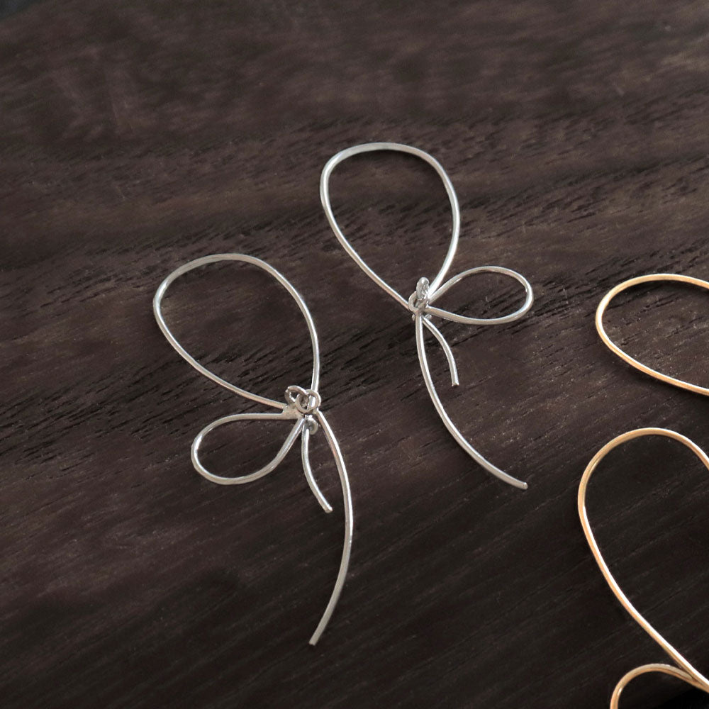 925 Silver Bow Threader Earrings