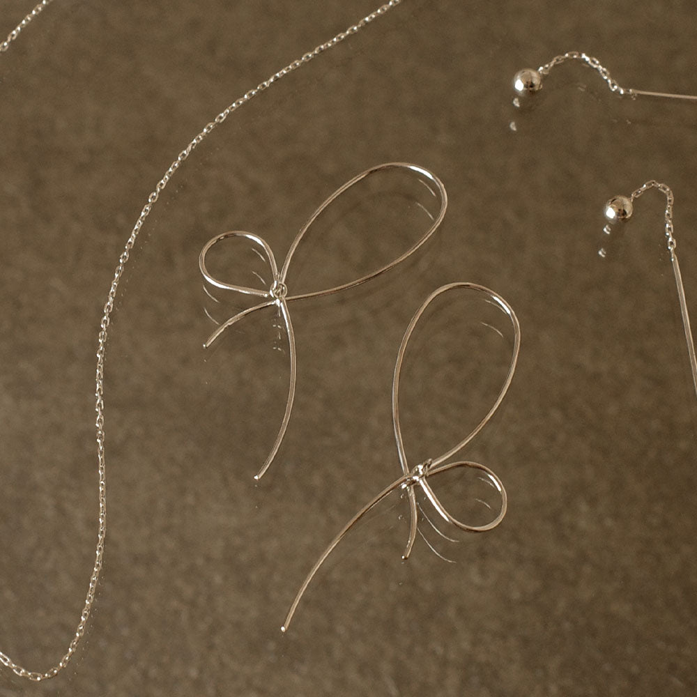 925 Silver Bow Threader Earrings