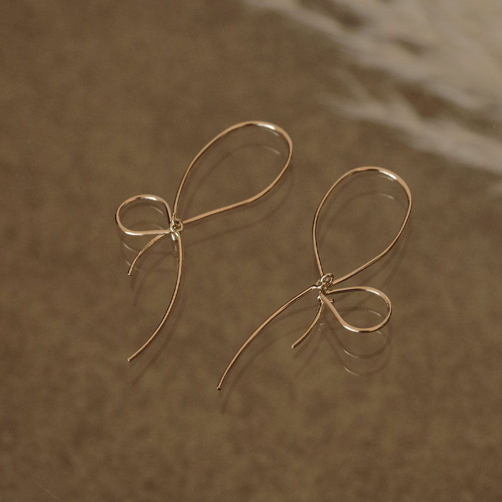 14K Gold Filled Bow Threader Earrings