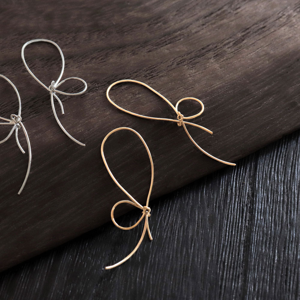 14K Gold Filled Bow Threader Earrings