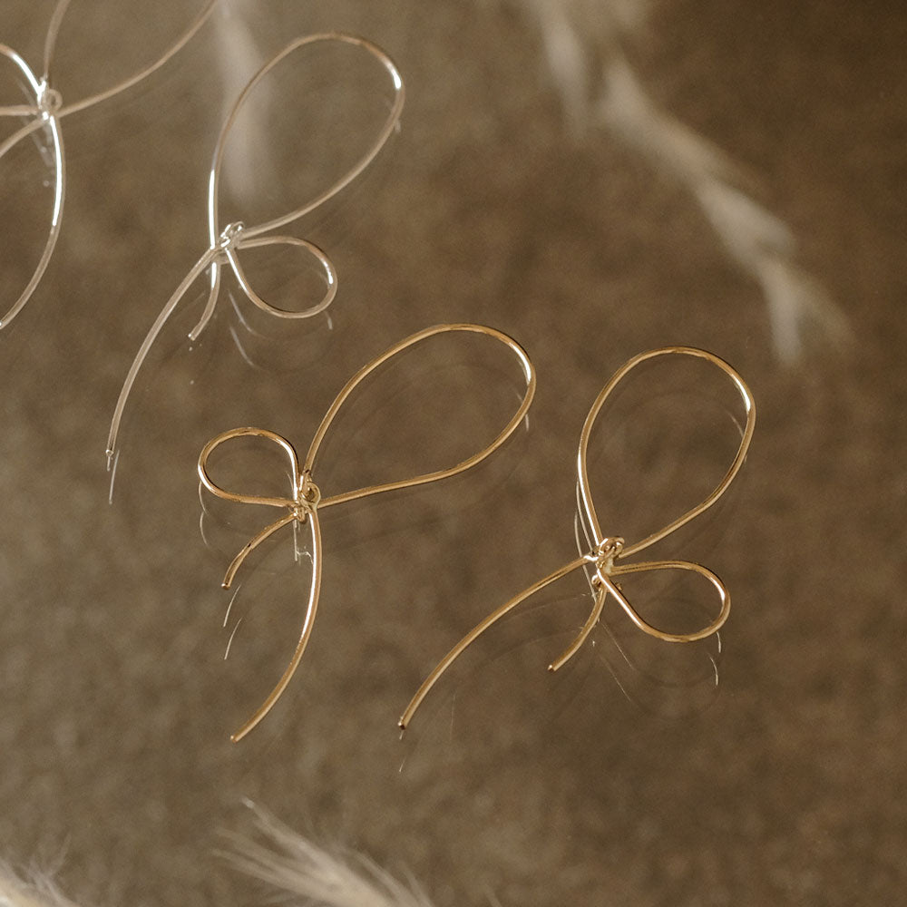 14K Gold Filled Bow Threader Earrings