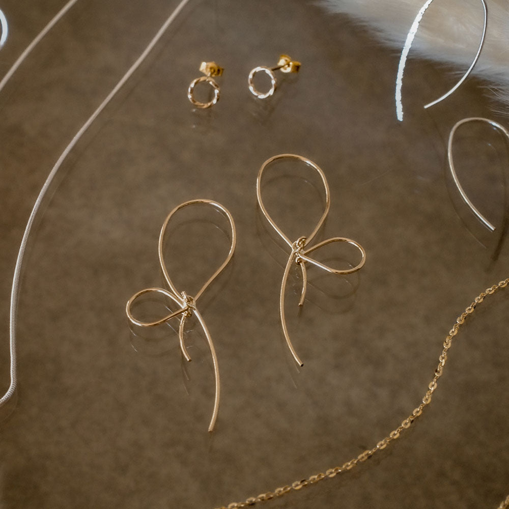 14K Gold Filled Bow Threader Earrings