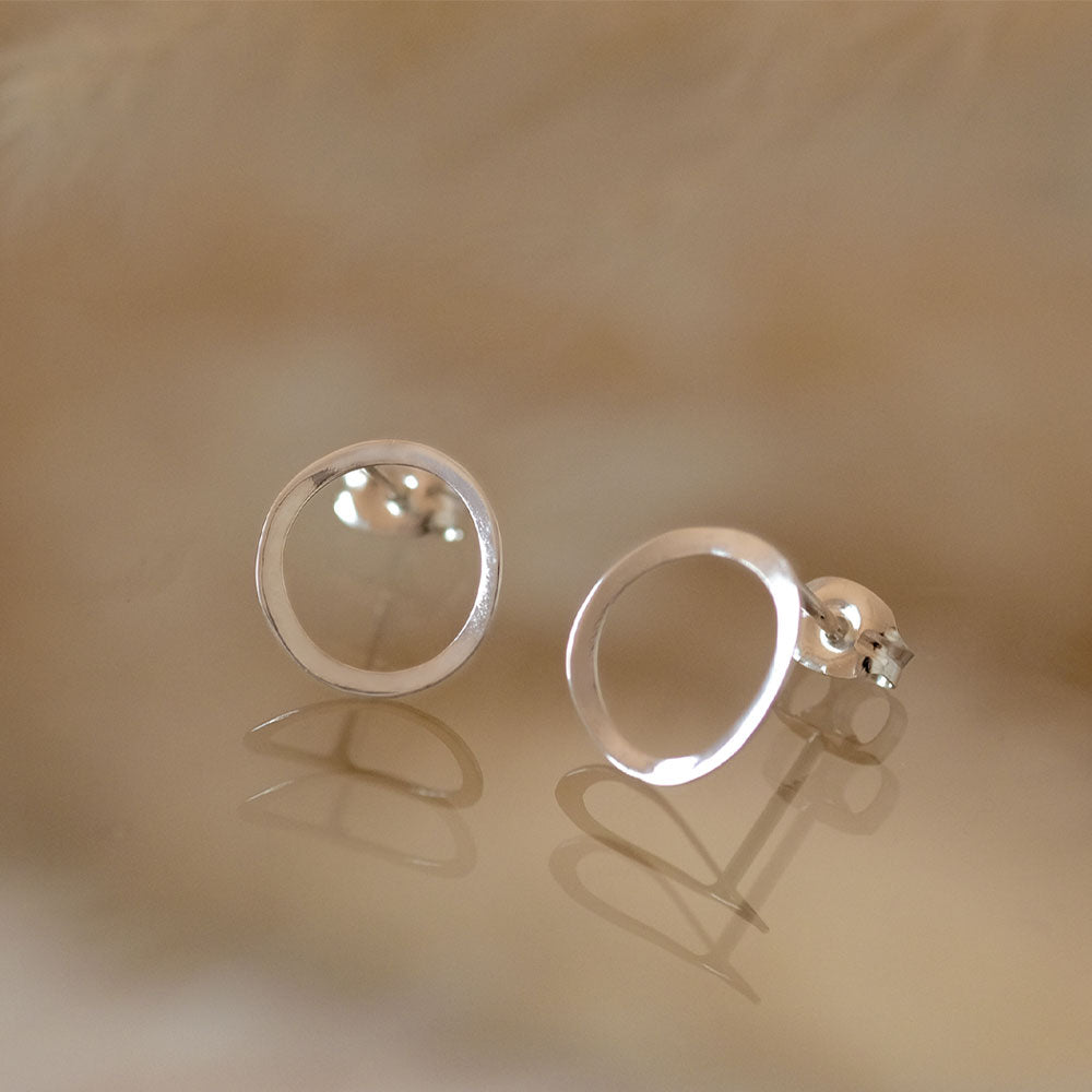 925 Silver Organic Circle Studs
