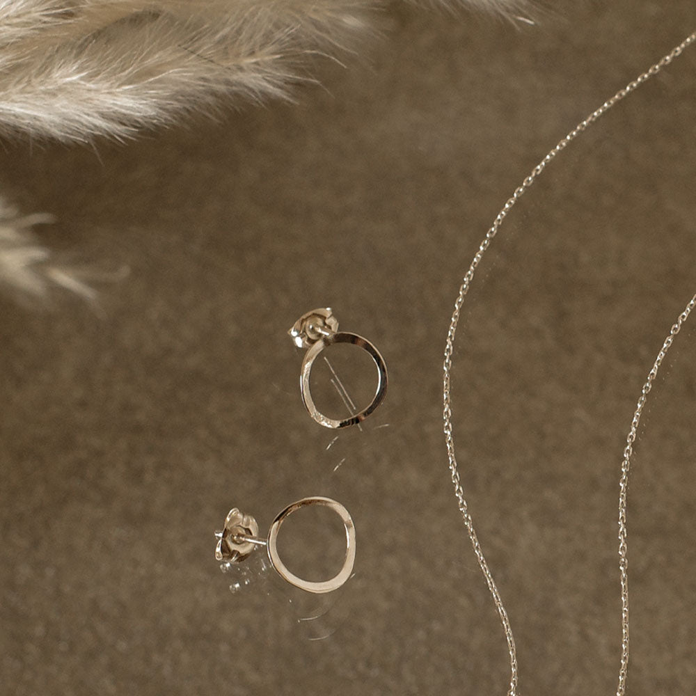 925 Silver Organic Circle Studs