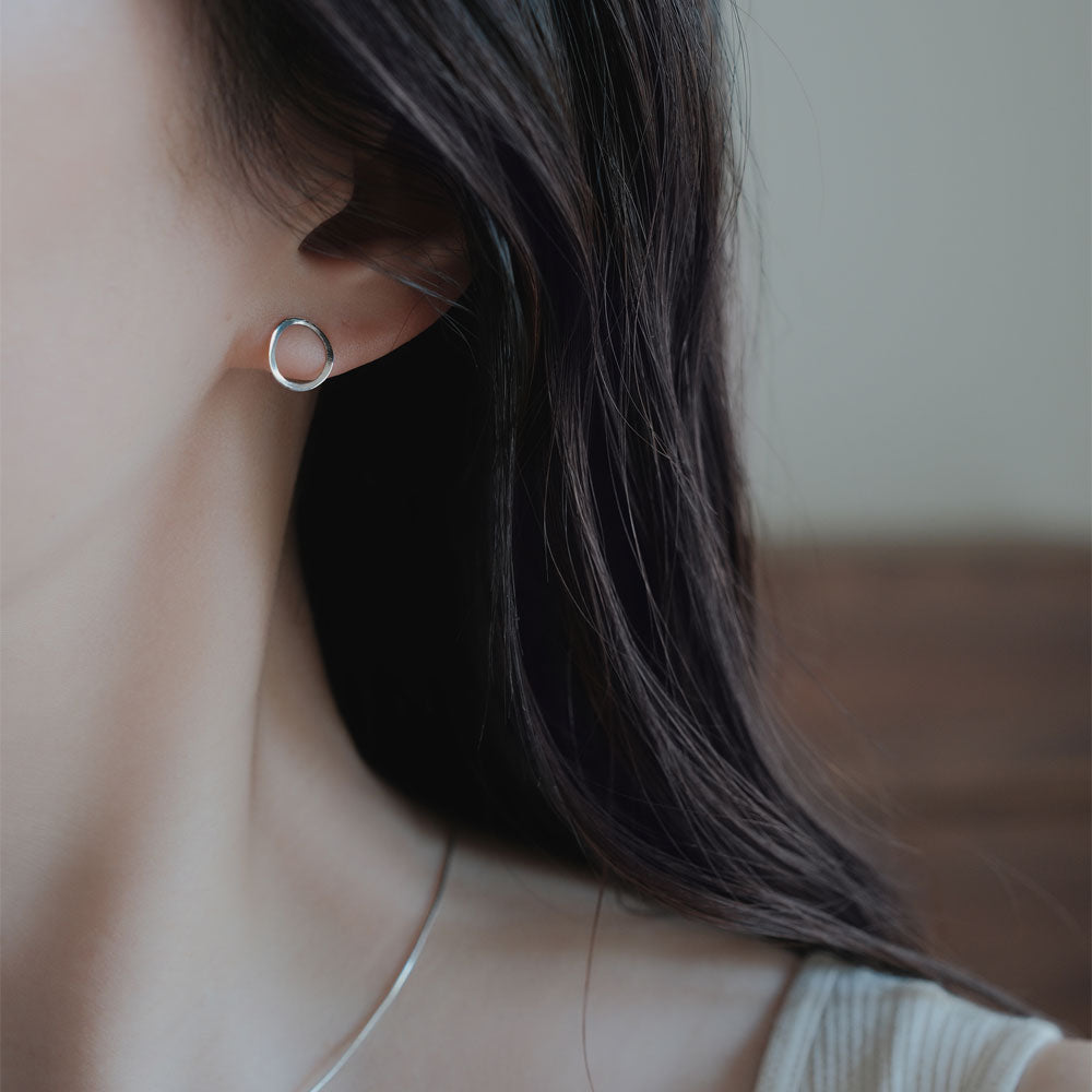 925 Silver Organic Circle Studs
