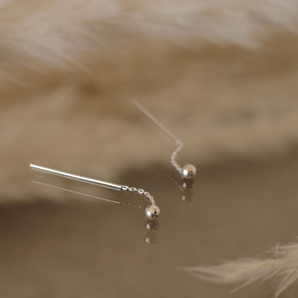 925 Silver Ball Threader Earrings