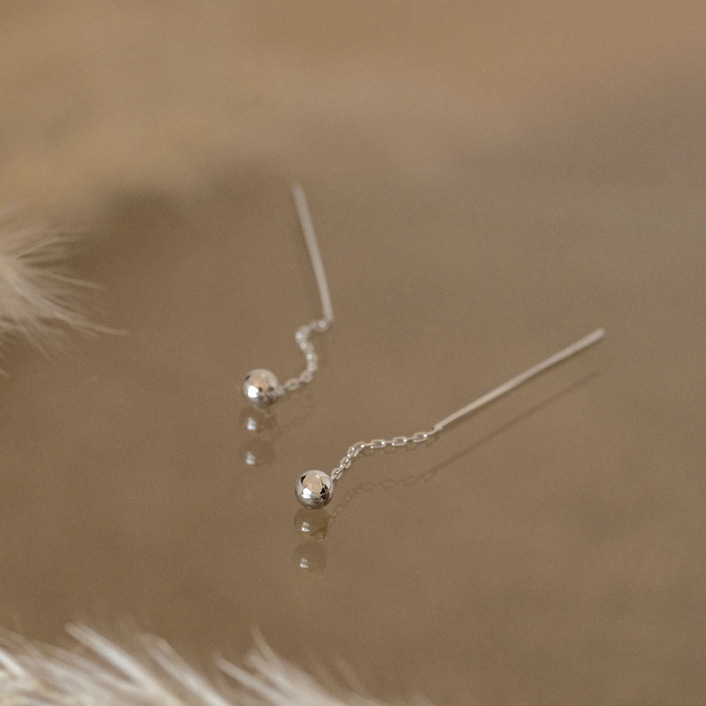 925 Silver Ball Threader Earrings