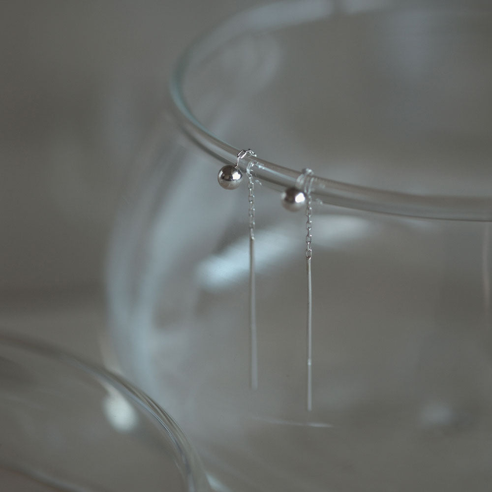 925 Silver Ball Threader Earrings