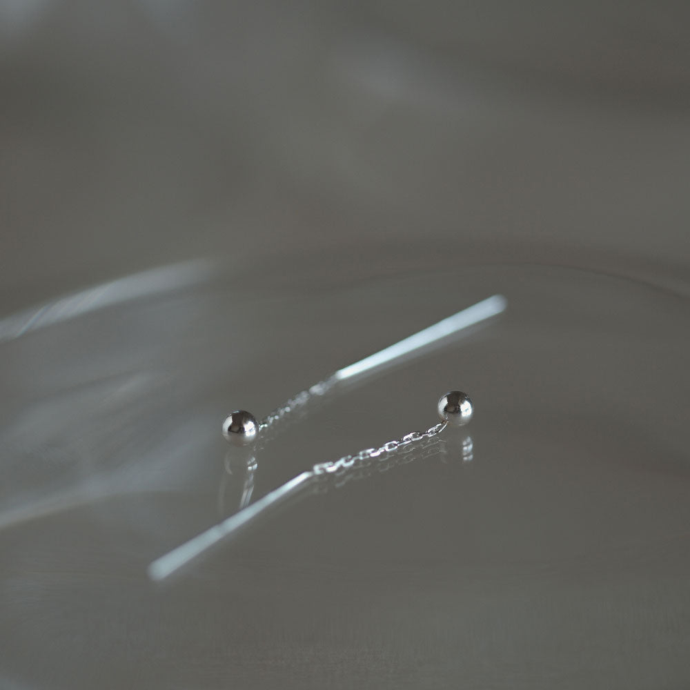925 Silver Ball Threader Earrings