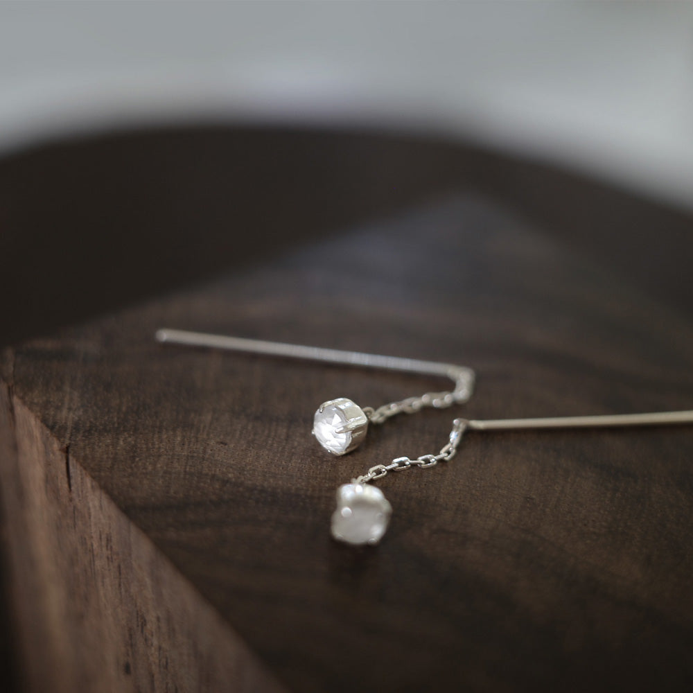 925 Silver Moonstone Threader Earrings