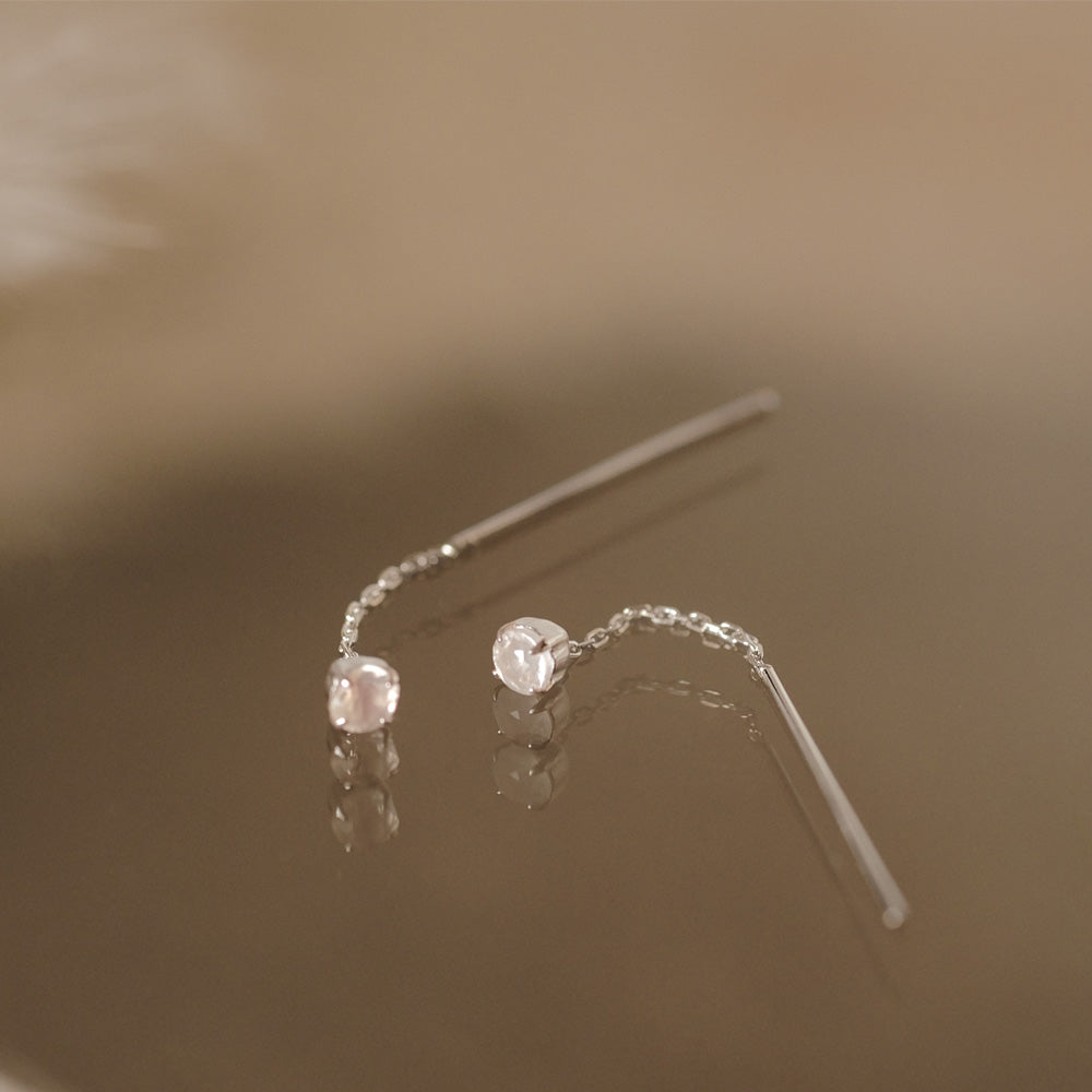 925 Silver Moonstone Threader Earrings