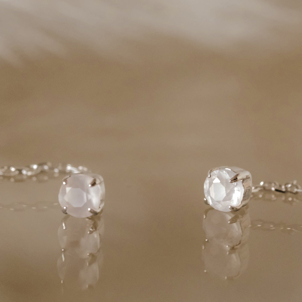 925 Silver Moonstone Threader Earrings