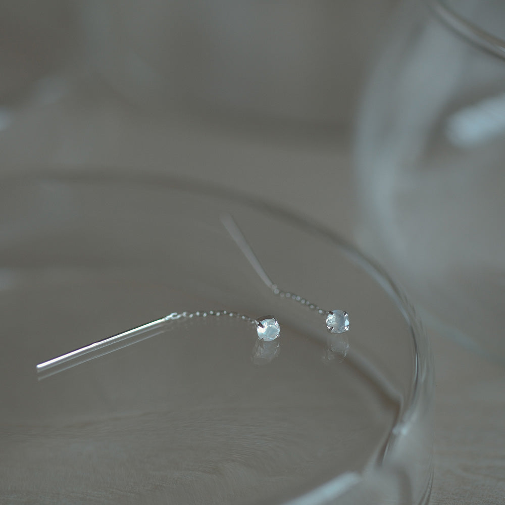 925 Silver Moonstone Threader Earrings