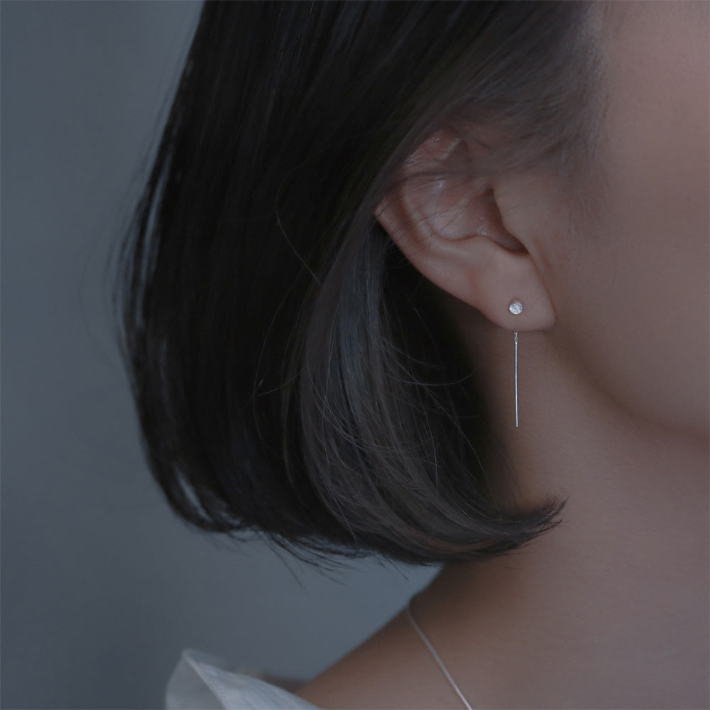 925 Silver Moonstone Threader Earrings
