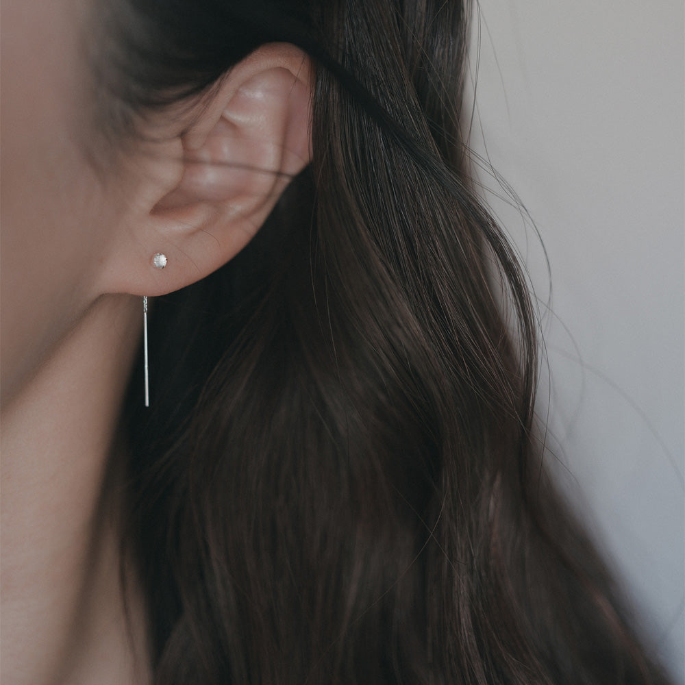 925 Silver Moonstone Threader Earrings