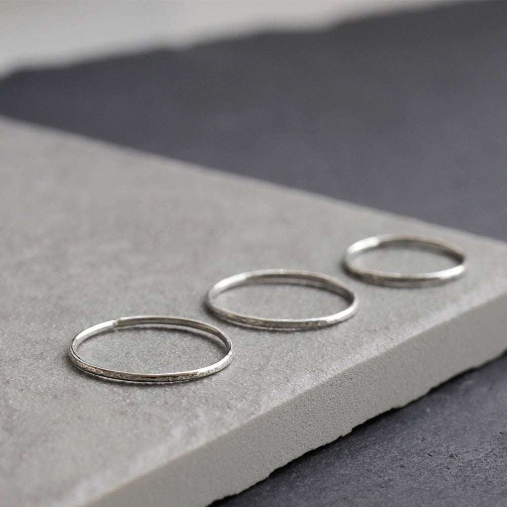 925 Silver Textured Skinny Ring