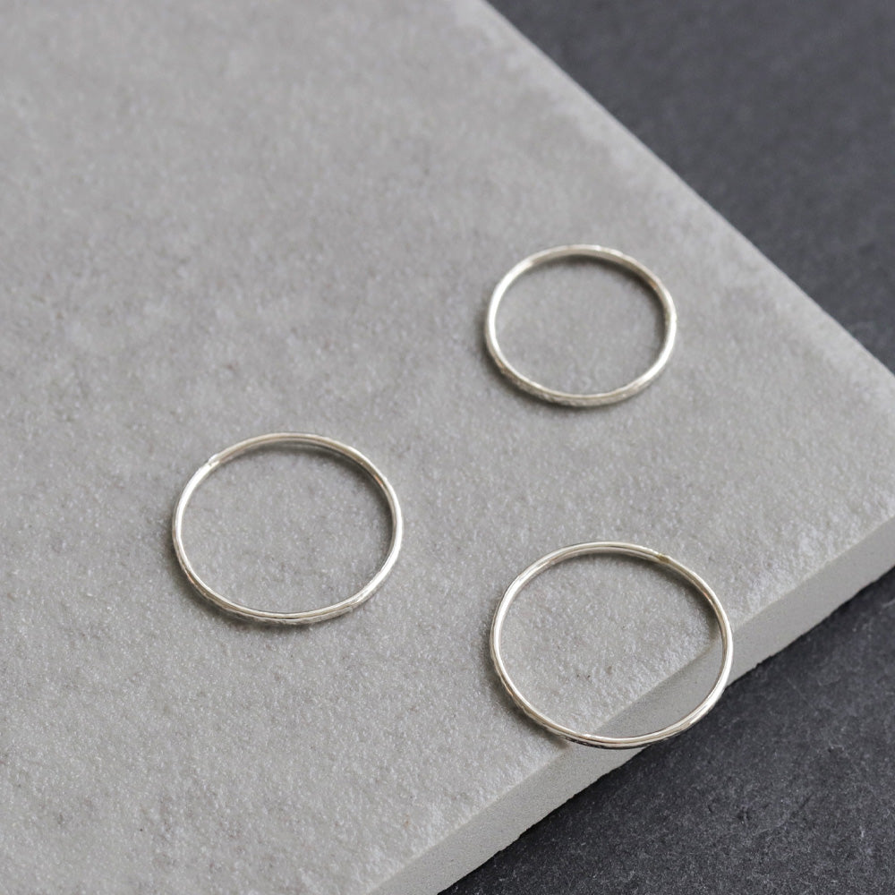 925 Silver Textured Skinny Ring
