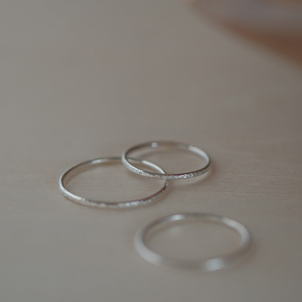 925 Silver Textured Skinny Ring