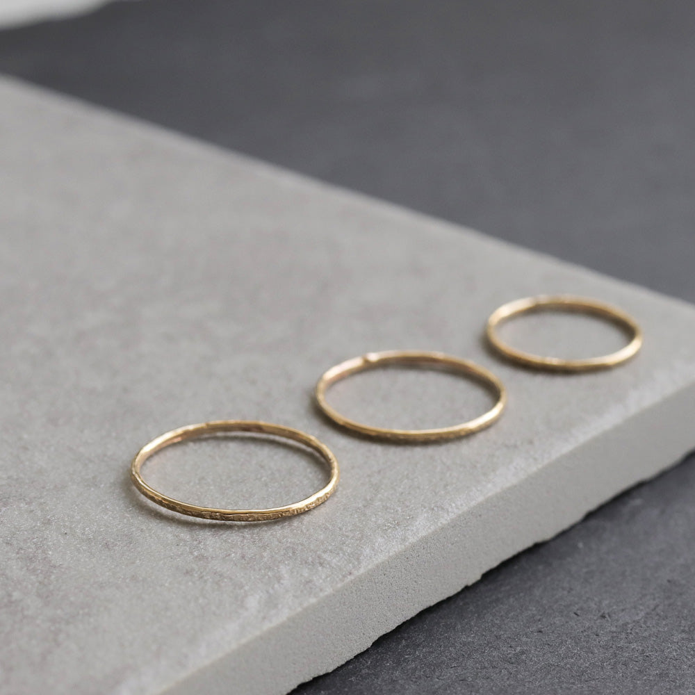 14K Gold Filled Textured Skinny Ring