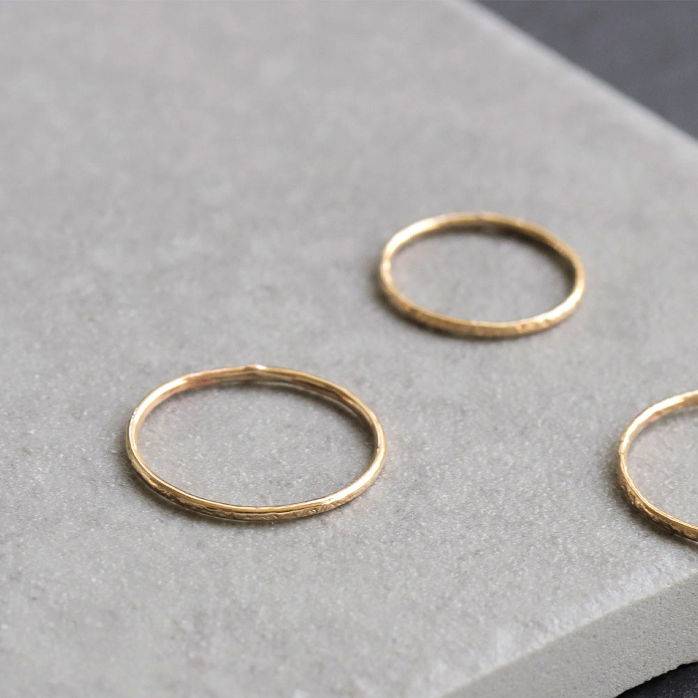 14K Gold Filled Textured Skinny Ring