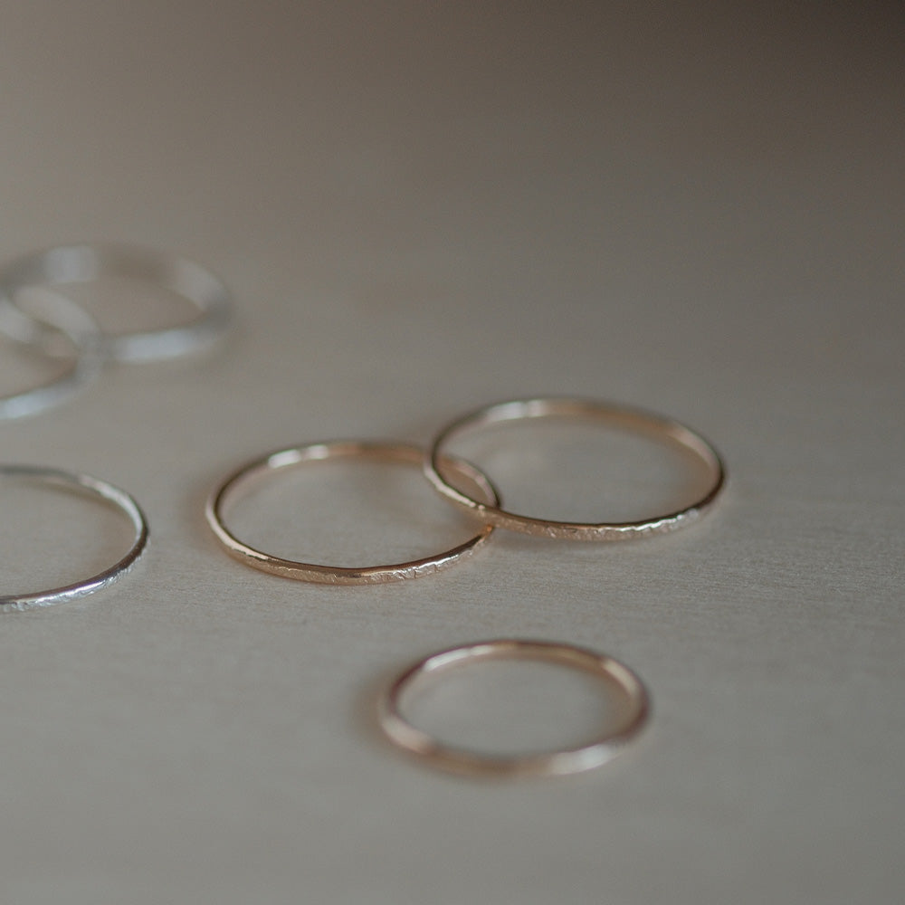 14K Gold Filled Textured Skinny Ring