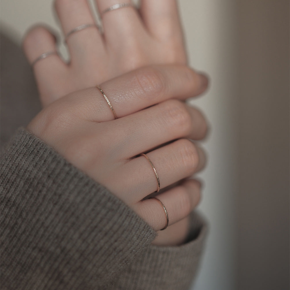 14K Gold Filled Textured Skinny Ring